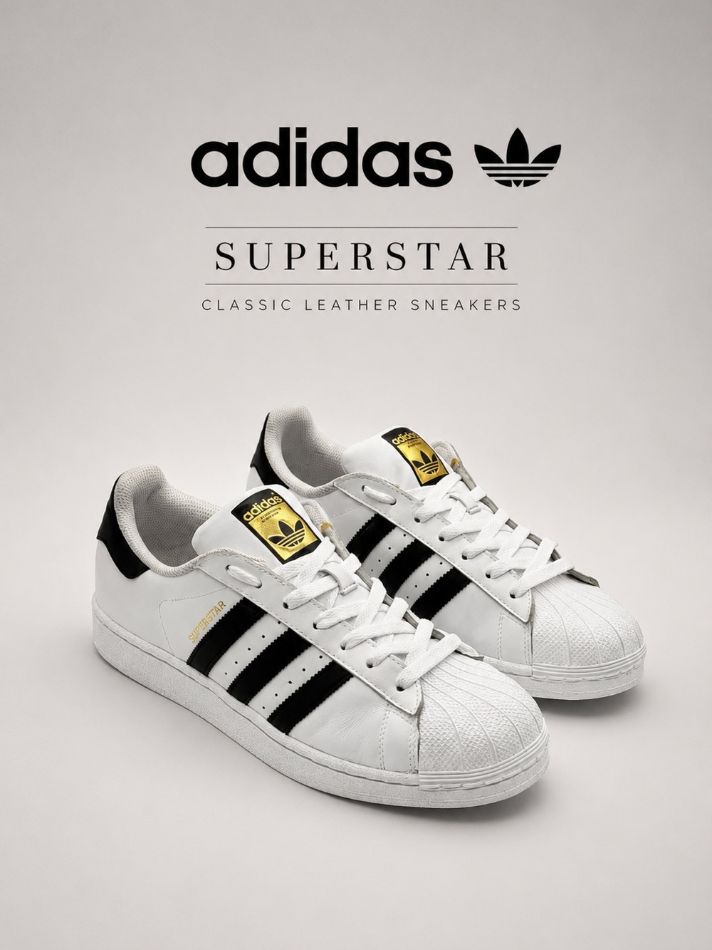 Adidas Superstar White Black Shell Toe Leather Sneakers